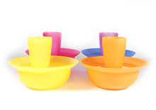 Load image into Gallery viewer, Plastic Cups Bowls Plates For 4 People
