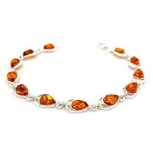 Load image into Gallery viewer, Amber and Silver Bracelet - tear drop stones