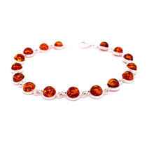 Load image into Gallery viewer, Amber and Silver Bracelet - small round stones