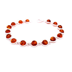 Amber and Silver Bracelet - small round stones