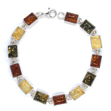 Load image into Gallery viewer, Amber and Silver Bracelet - rectangular stones