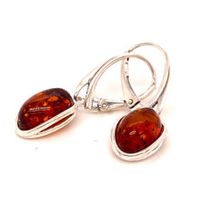 Load image into Gallery viewer, Amber and Silver Set - Earrings and Pendant - Oval Shape