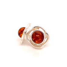 Load image into Gallery viewer, Amber and Silver Earrings - fancy flower