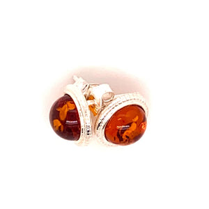 Amber and Silver Set - Earrings and Pendant - Delicate Round