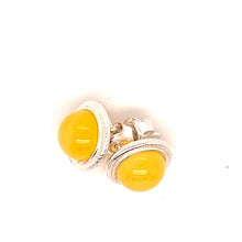 Load image into Gallery viewer, Amber and Silver Set - Earrings and Pendant - Delicate Round