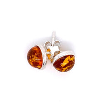 Load image into Gallery viewer, Amber and Silver Earrings - round stones