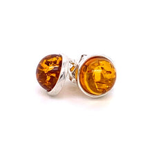 Load image into Gallery viewer, Amber and Silver Earrings - round stones