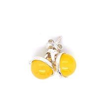 Load image into Gallery viewer, Amber and Silver Earrings - round stones