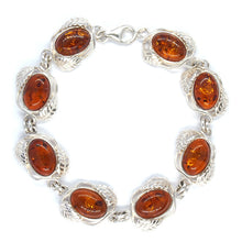 Load image into Gallery viewer, Amber and Silver Bracelet - leaves