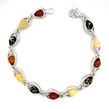 Load image into Gallery viewer, Amber and Silver Bracelet - tear drop stones