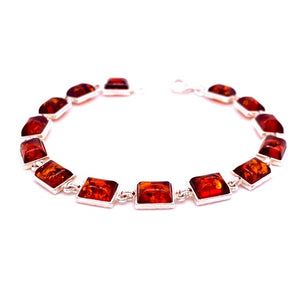 Amber and Silver Bracelet - rectangular stones