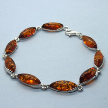 Load image into Gallery viewer, Amber and Silver Bracelet - long oval stones