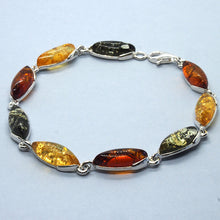 Load image into Gallery viewer, Amber and Silver Bracelet - long oval stones