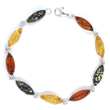 Load image into Gallery viewer, Amber and Silver Bracelet - long oval stones