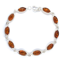 Load image into Gallery viewer, Amber and Silver Bracelet - fancy oval stones