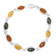 Load image into Gallery viewer, Amber and Silver Bracelet - fancy oval stones