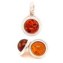 Load image into Gallery viewer, Amber and Silver Set - Earrings and Pendant - Delicate Round