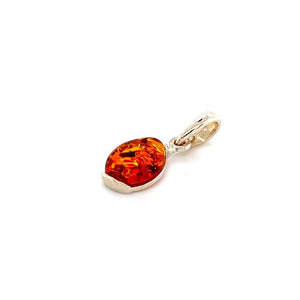 Amber and Silver Set - Earrings and Pendant - Teardrops